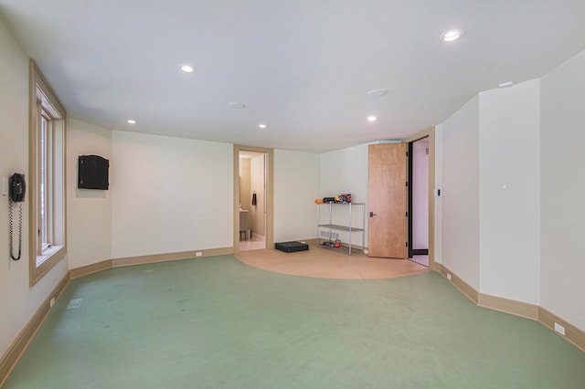 basement with carpet floors