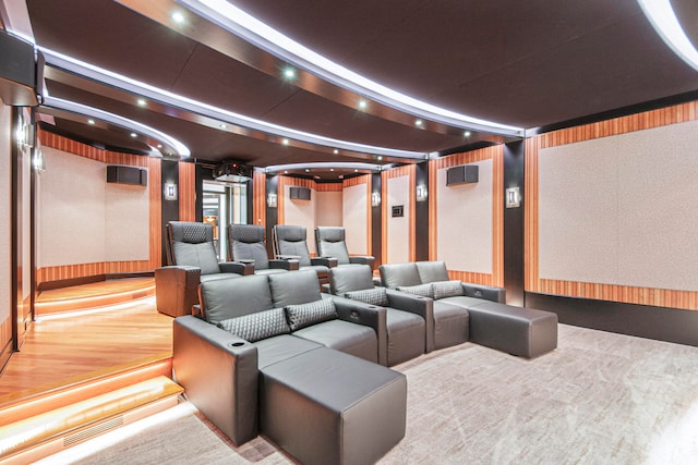 view of carpeted home theater