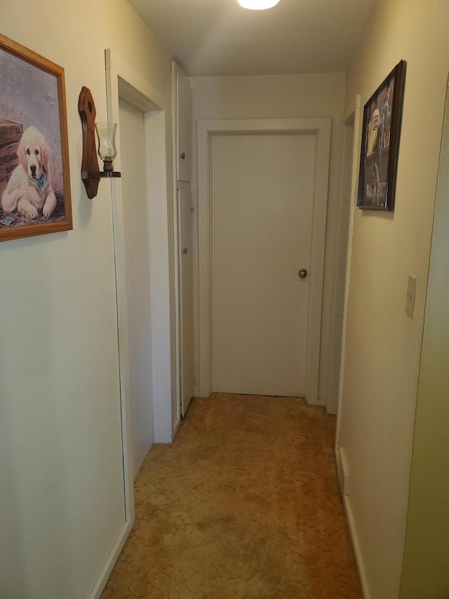 hallway with light carpet