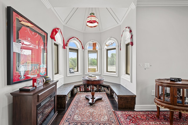 sitting room featuring ornamental molding