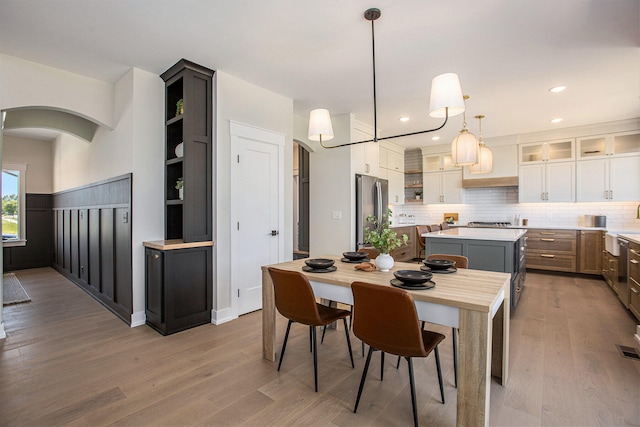 dining area featuring light hardwood / wood-style flooring