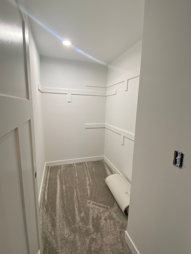 spacious closet with dark carpet