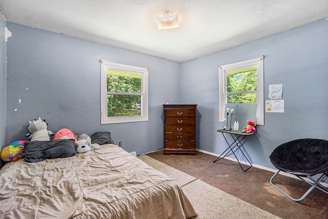 bedroom featuring carpet