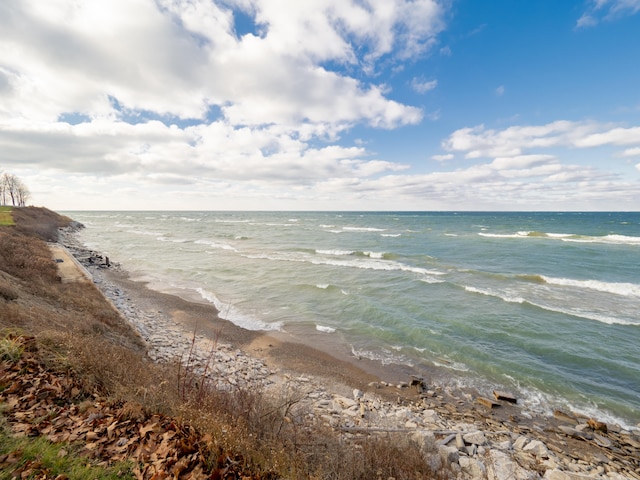 property view of water with a beach view