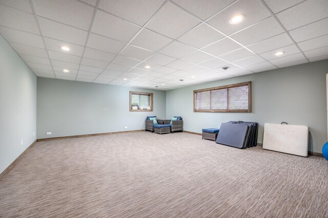 18564 200th, Tustin, MI 49688 - unfurnished room featuring carpet, baseboards, recessed lighting, and a drop ceiling