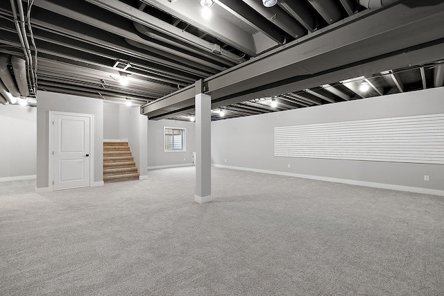 basement with carpet floors