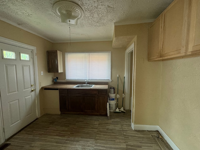 kitchen featuring white dishwasher, sink, a wealth of natural light, and a textured ceiling