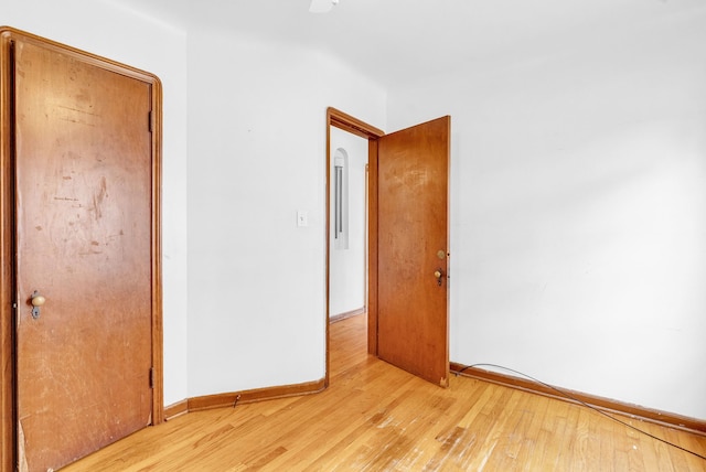 unfurnished bedroom featuring light hardwood / wood-style flooring