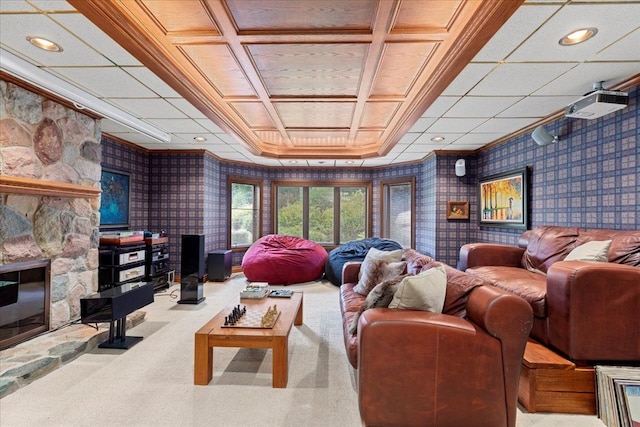 view of carpeted home theater