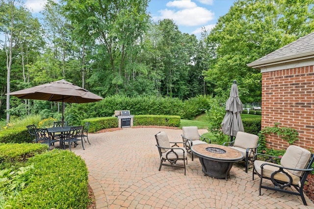 view of patio / terrace featuring grilling area and an outdoor fire pit