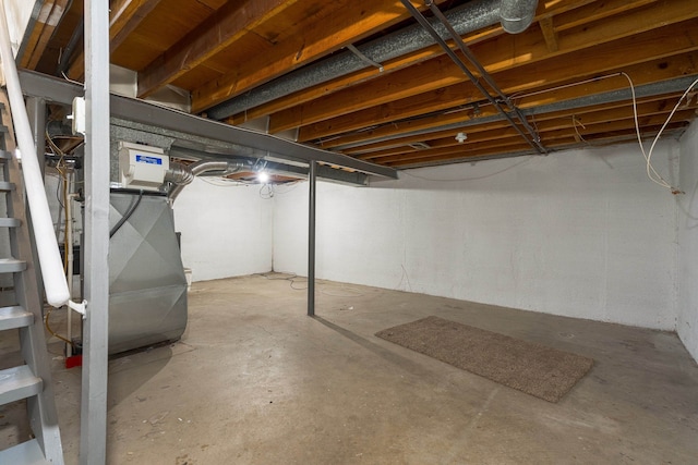 basement with heating unit