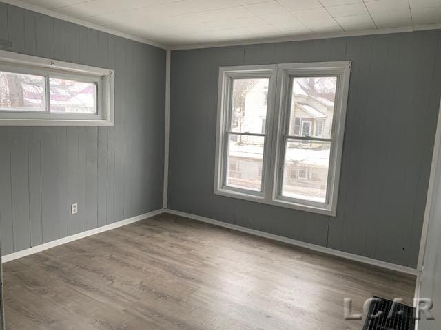 551 Tabor St, Adrian, MI 49221 - empty room with crown molding, wood finished floors, and baseboards