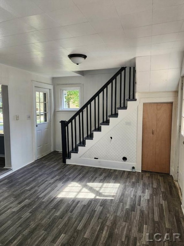 entrance foyer with dark hardwood / wood-style floors