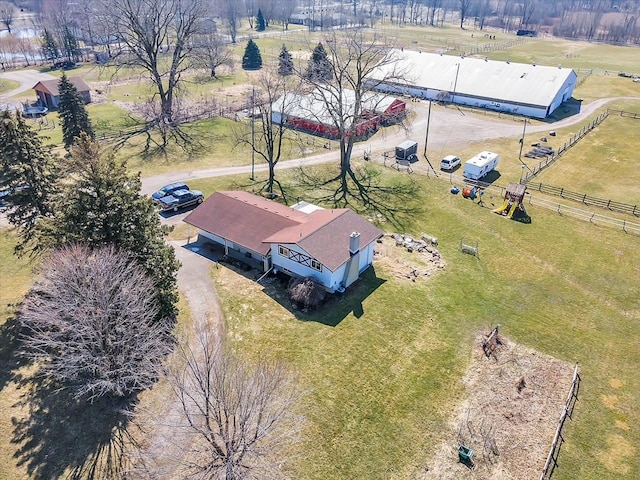 drone / aerial view featuring a rural view