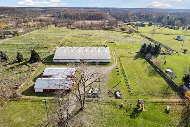 drone / aerial view with a rural view