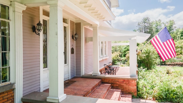 view of patio featuring covered porch