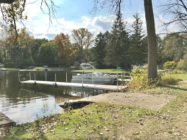 view of dock featuring a water view