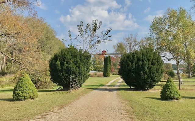 view of property's community featuring a lawn