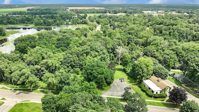 801 Portage Ave, Three Rivers, MI 49093 - aerial view of a nearby body of water and a heavily wooded area