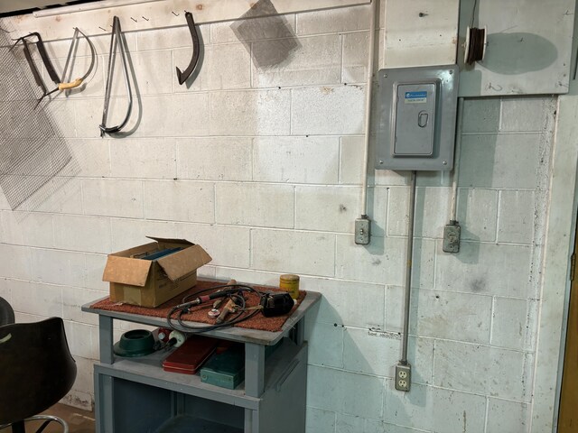 3447 200th Ave, Reed City, MI 49677 - bathroom with concrete block wall and electric panel