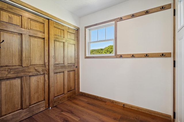 doorway to outside featuring dark hardwood / wood-style flooring