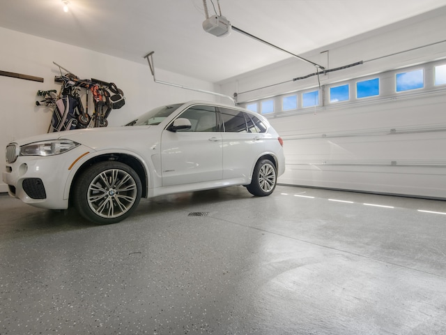 garage with a garage door opener