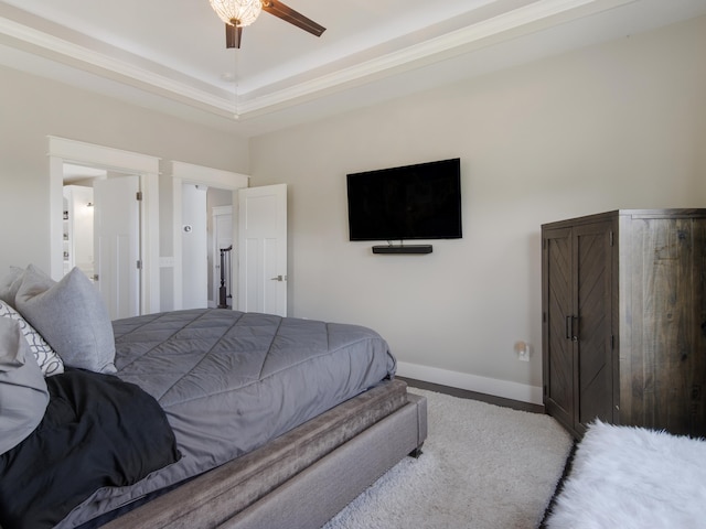 bedroom with carpet flooring and ceiling fan