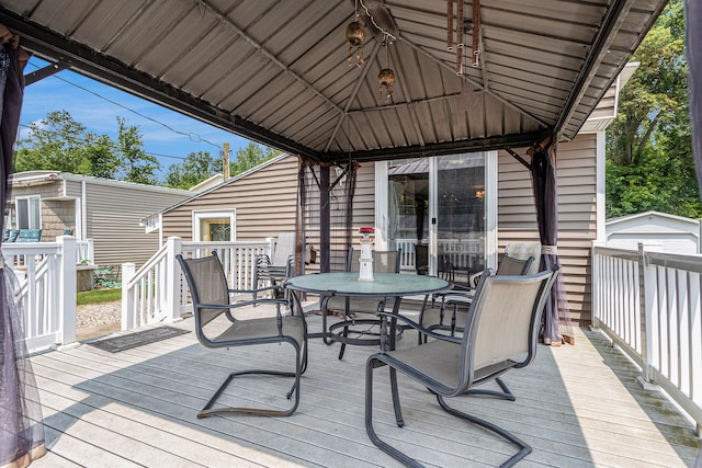 deck with a gazebo