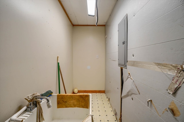 bathroom with sink and electric panel