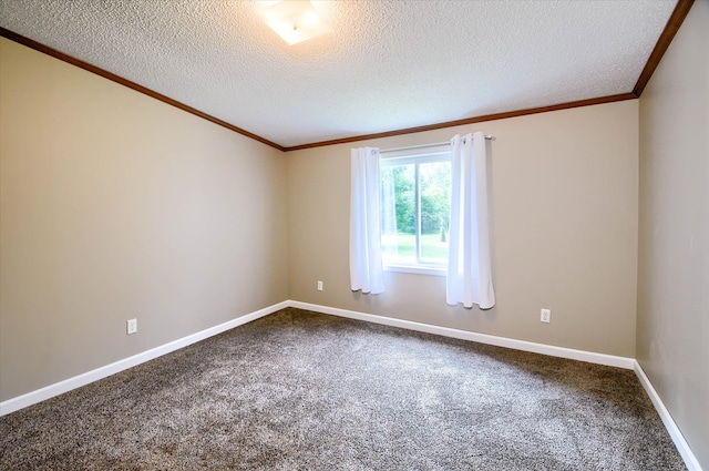 unfurnished room featuring carpet and a textured ceiling