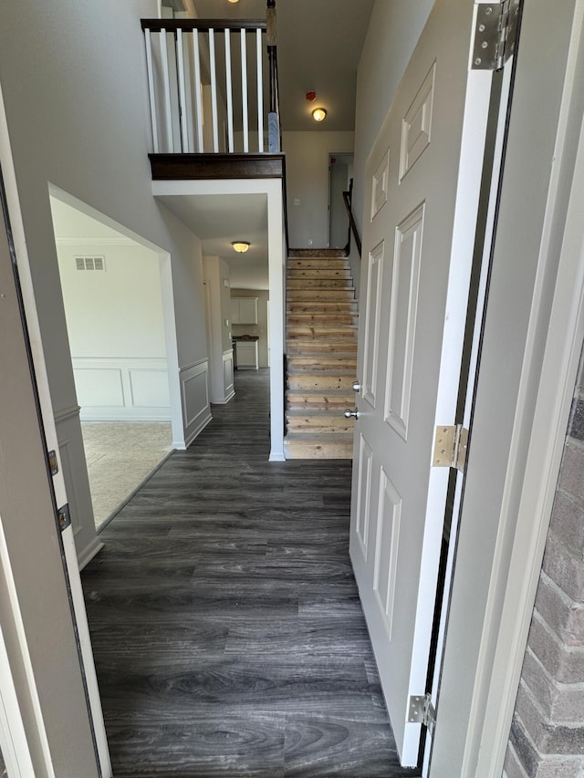1476 Weeping Willow Ct, Ypsilanti, MI 48198 - hall with stairs and dark wood finished floors