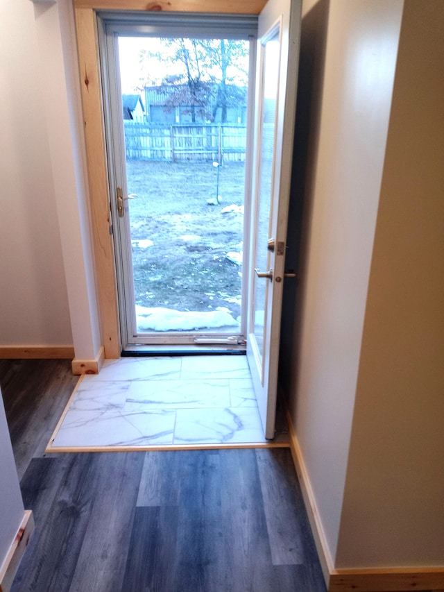 entryway with dark hardwood / wood-style floors