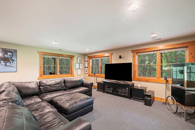 living room with carpet floors