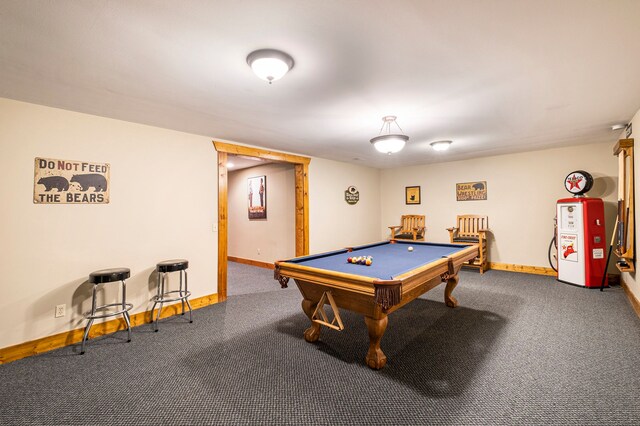 11245 Guyn Dr, Brighton, MI 48114 - game room featuring carpet floors, pool table, and baseboards