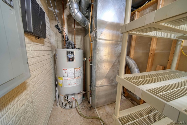 utility room with water heater