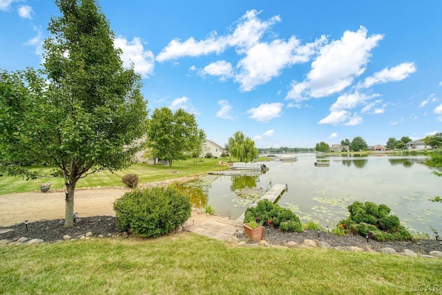 water view featuring a boat dock