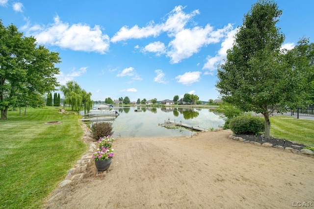 water view with a boat dock