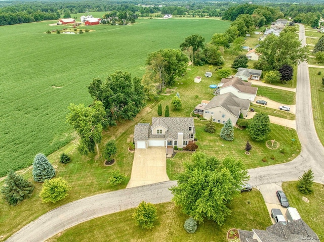 aerial view with a rural view