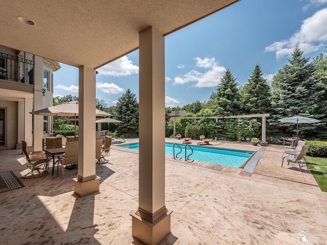 view of swimming pool featuring a patio