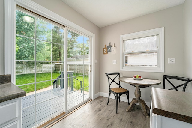 dining area featuring a healthy amount of sunlight and light wood-type flooring