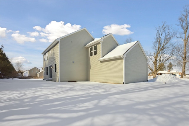 view of snow covered exterior