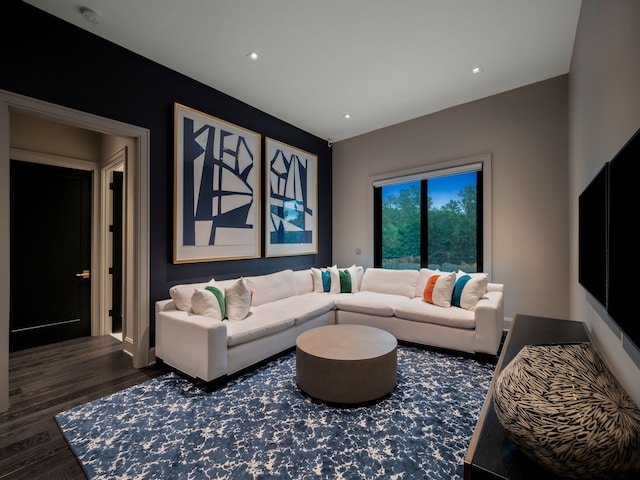 living room featuring dark hardwood / wood-style flooring