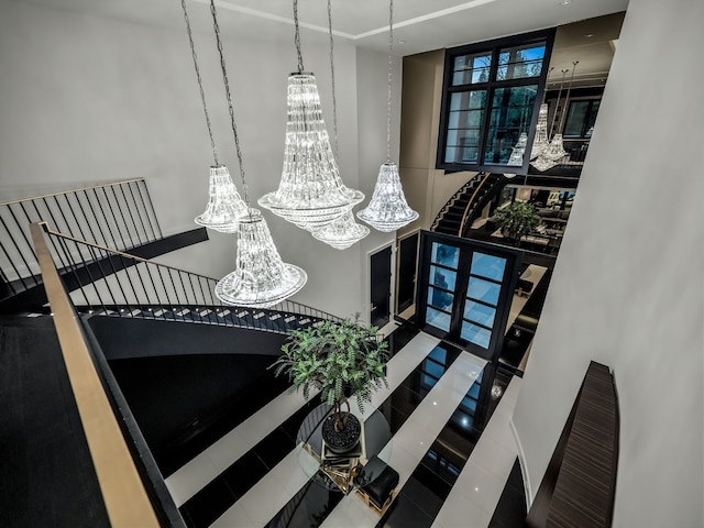 room details with an inviting chandelier