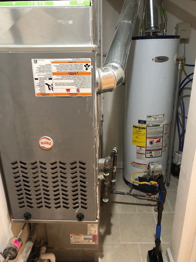 utilities with heating unit and water heater