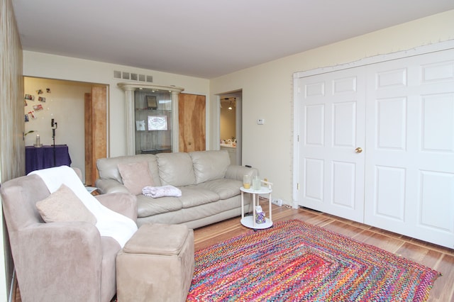 living room featuring light wood-type flooring