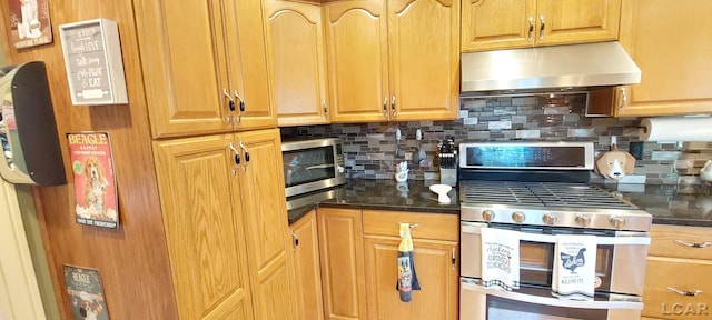 kitchen featuring tasteful backsplash and appliances with stainless steel finishes