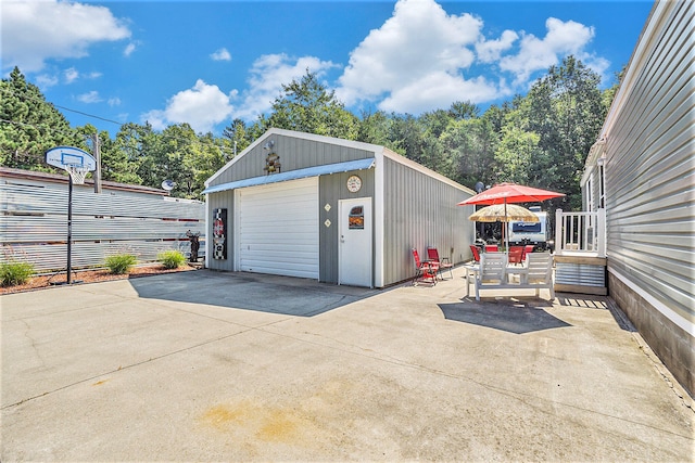 view of garage