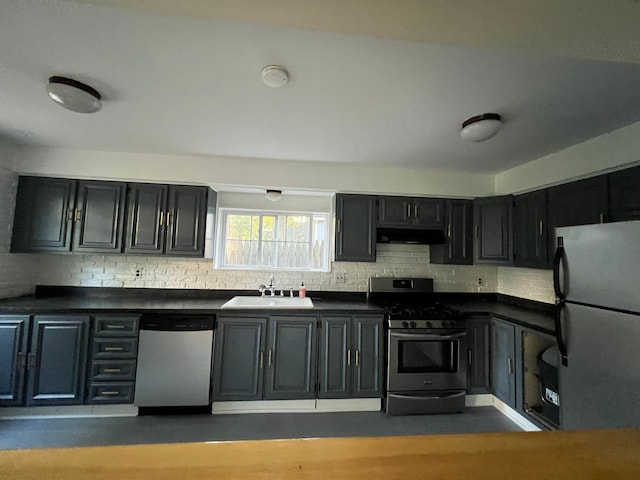 kitchen with sink, backsplash, and stainless steel appliances