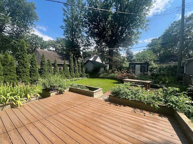 deck featuring a lawn