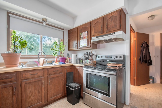 kitchen featuring electric range and sink